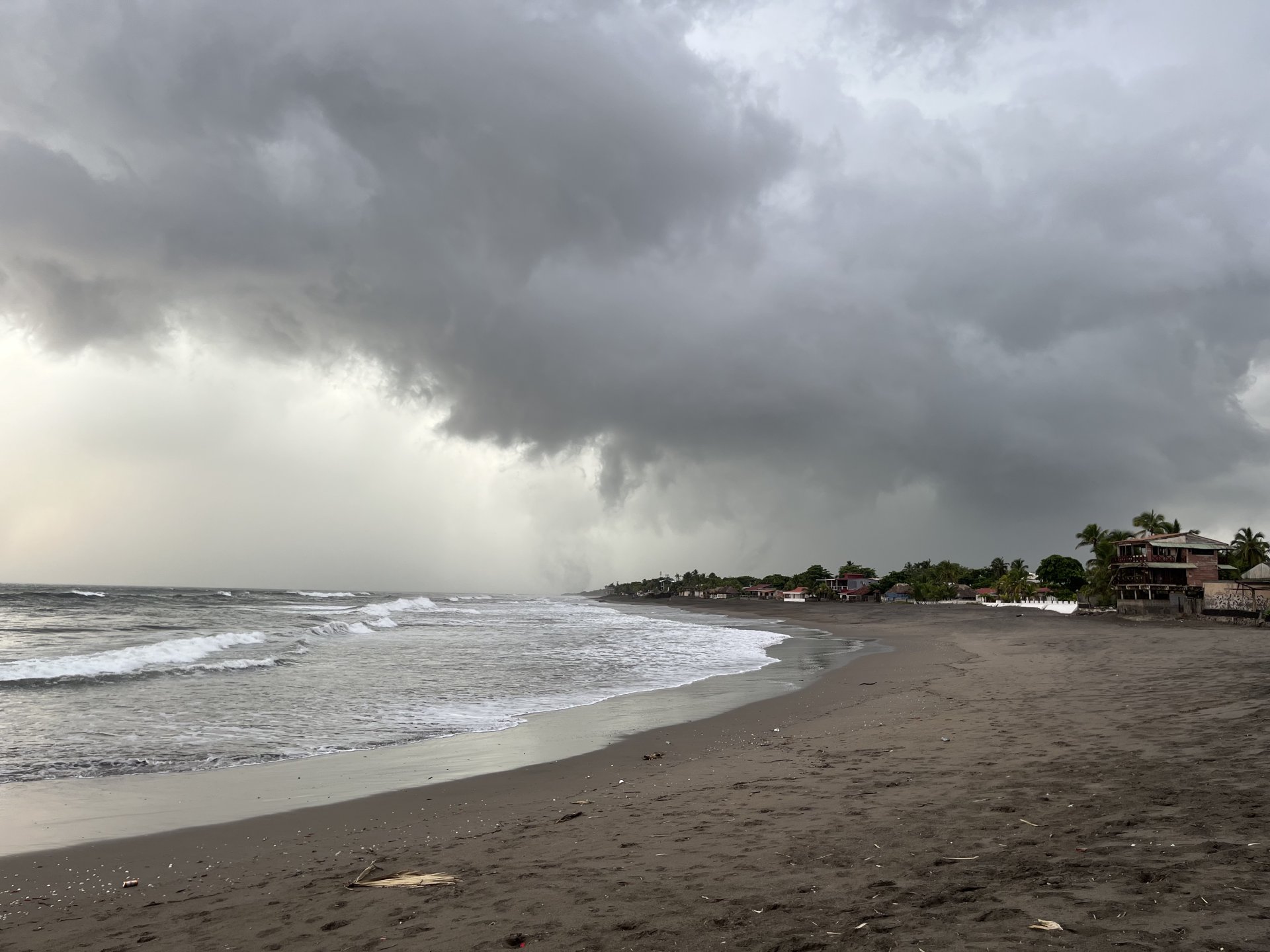 Rain and Clouds over Playa Las Penitas, Nicaragua looking north with the pacific ocean