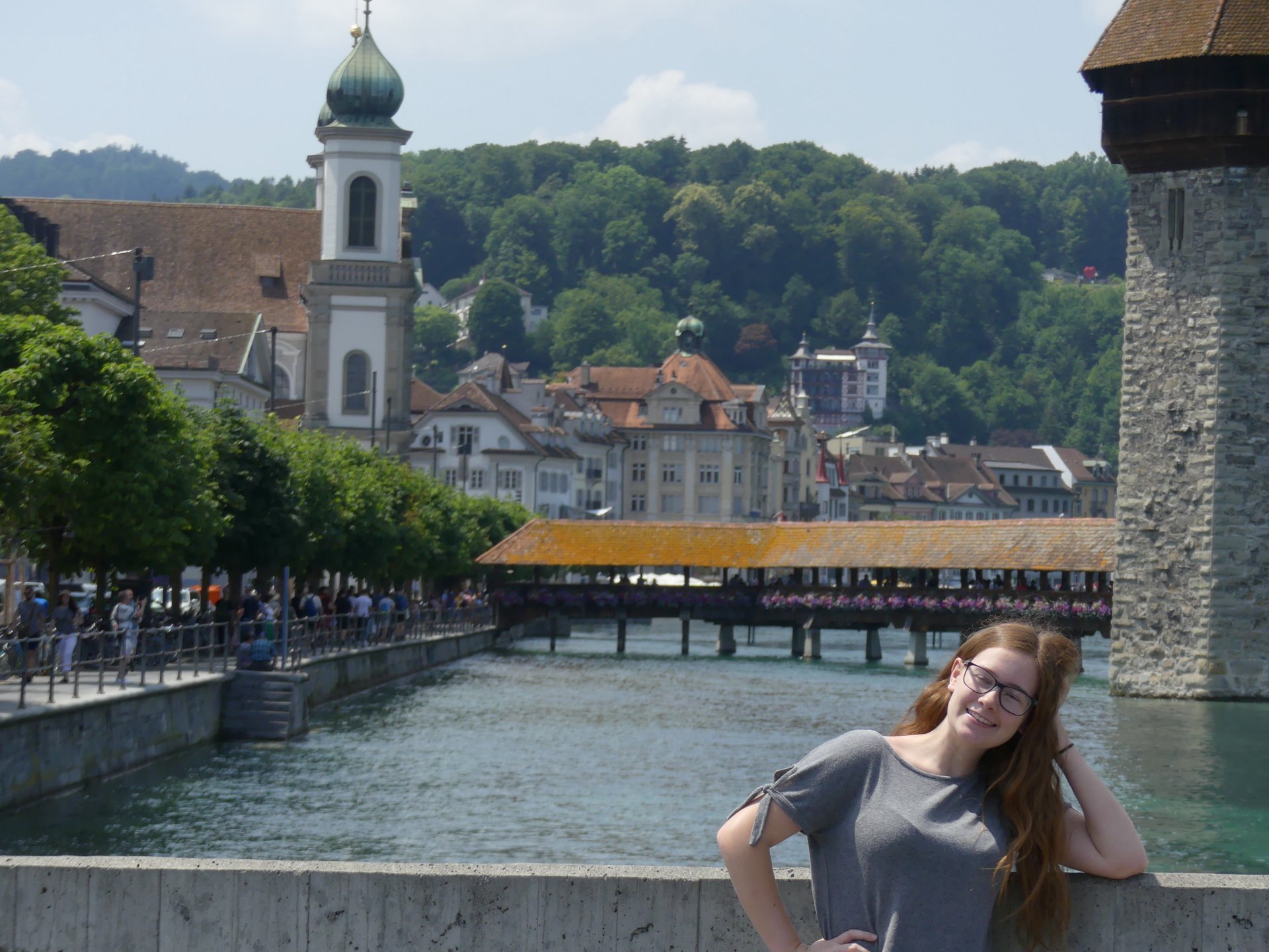 My niece Madeline on the bridge in Lucerne, Switzerland in 2019