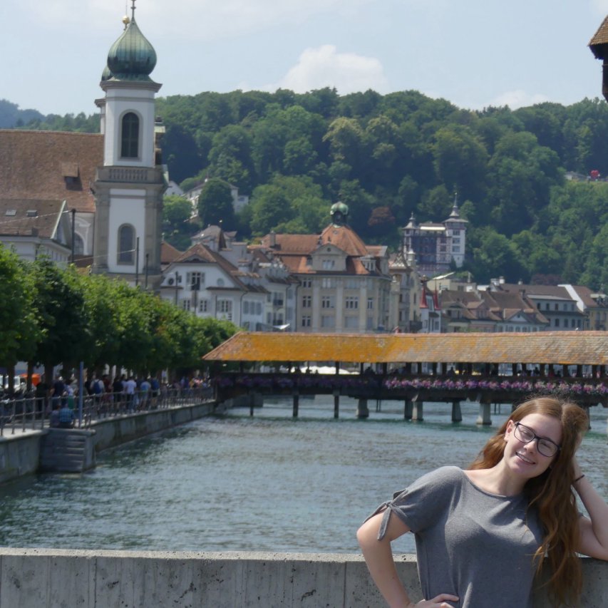 My niece Madeline on the bridge in Lucerne, Switzerland in 2019